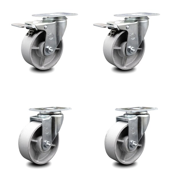 Service Caster 4 Inch Semi Steel Wheel Swivel Top Plate Caster Total Lock Brakes SCC, 2PK SCC-TTL20S415-SSR-2-S-2 - main